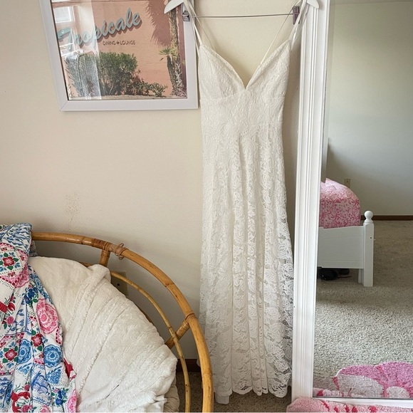 Lulus Essence of Love White Lace Maxi Dress Small | Bridal Formal Boho Wedding - Picture 5 of 11